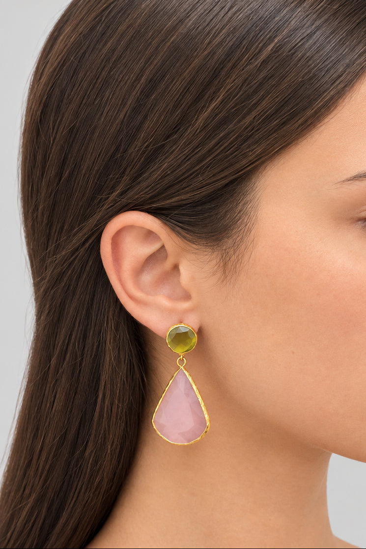 Tears of Joy Earrings – Green & Pink