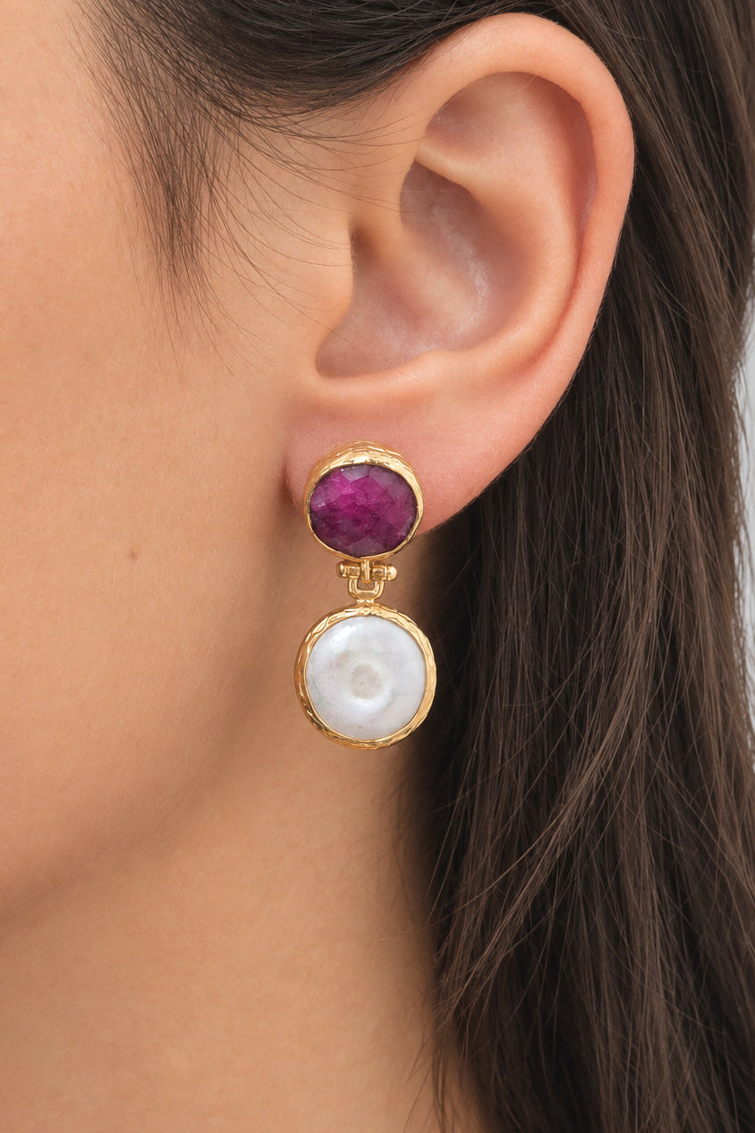 Crimson Pearl Drop Earrings