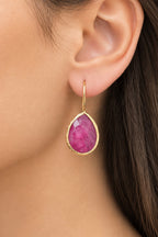 Linear Pompeii Ruby Drop Earrings