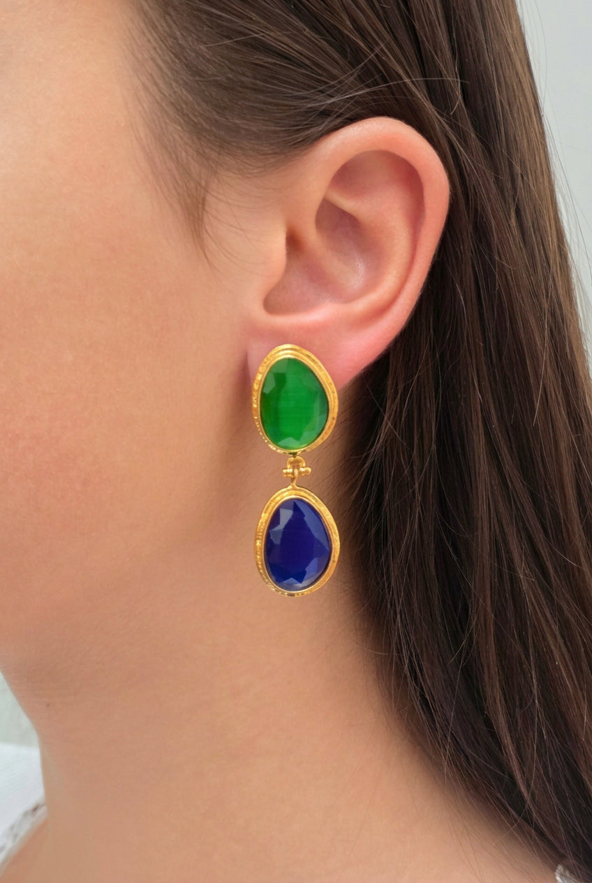 Hera Duo Earrings – Green & Navy