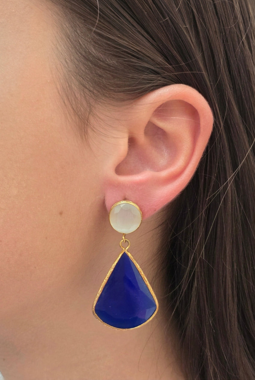 Tears of Joy Earrings – White & Navy