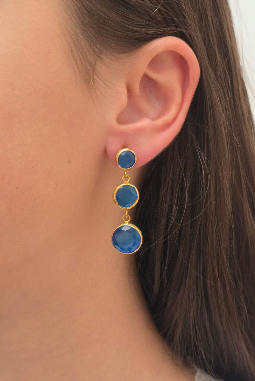Three-Tier Earrings – Light Blue