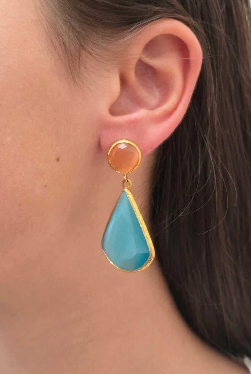 Tears of Joy Earrings – Orange & Turquoise