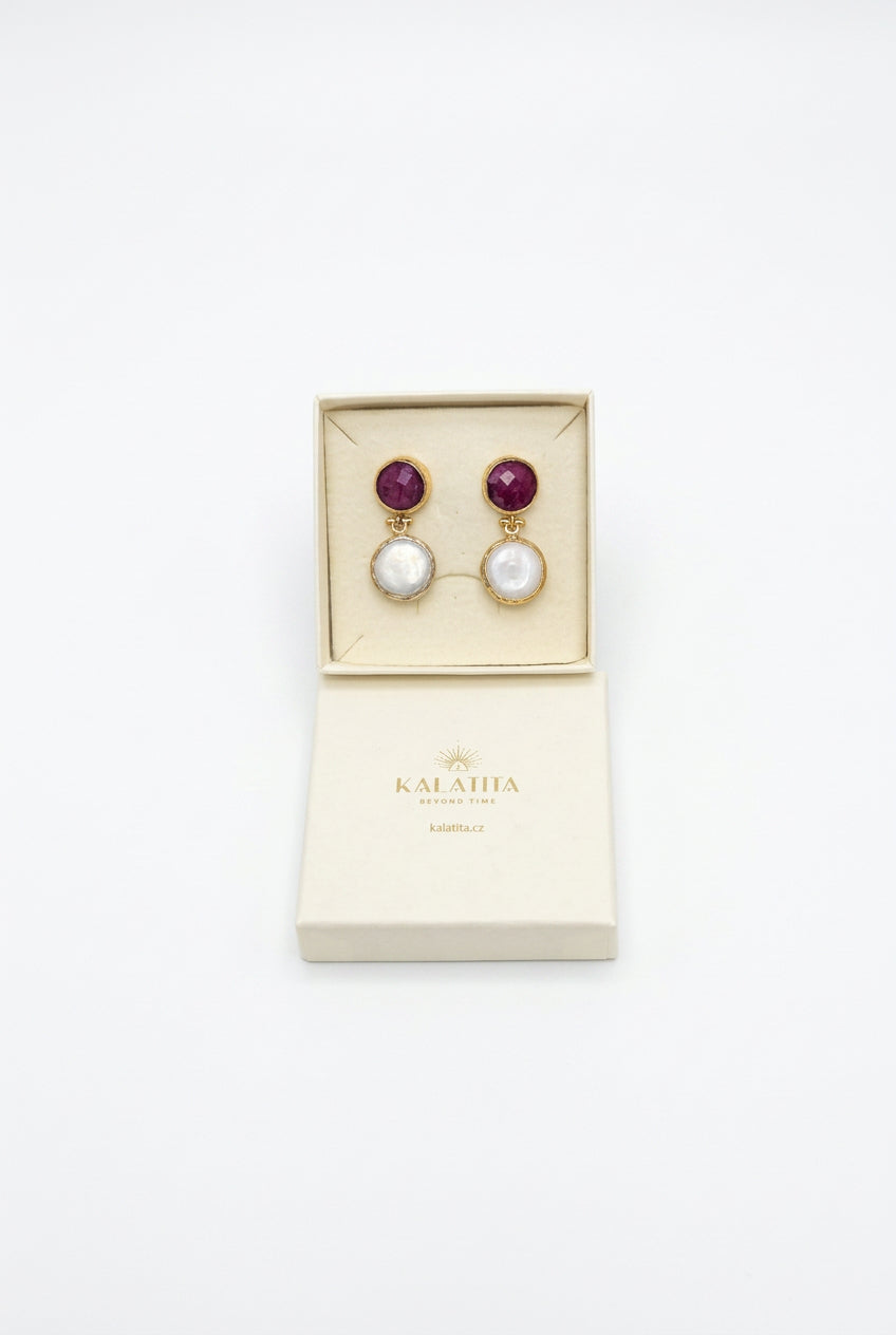 Crimson Pearl Drop Earrings