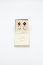 Crimson Pearl Drop Earrings